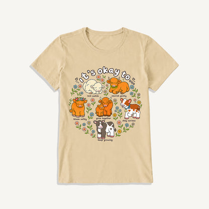 Gentle Growth Highland Cows Print Crew Neck Cotton Tee