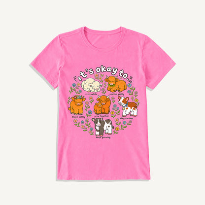 Gentle Growth Highland Cows Print Crew Neck Cotton Tee