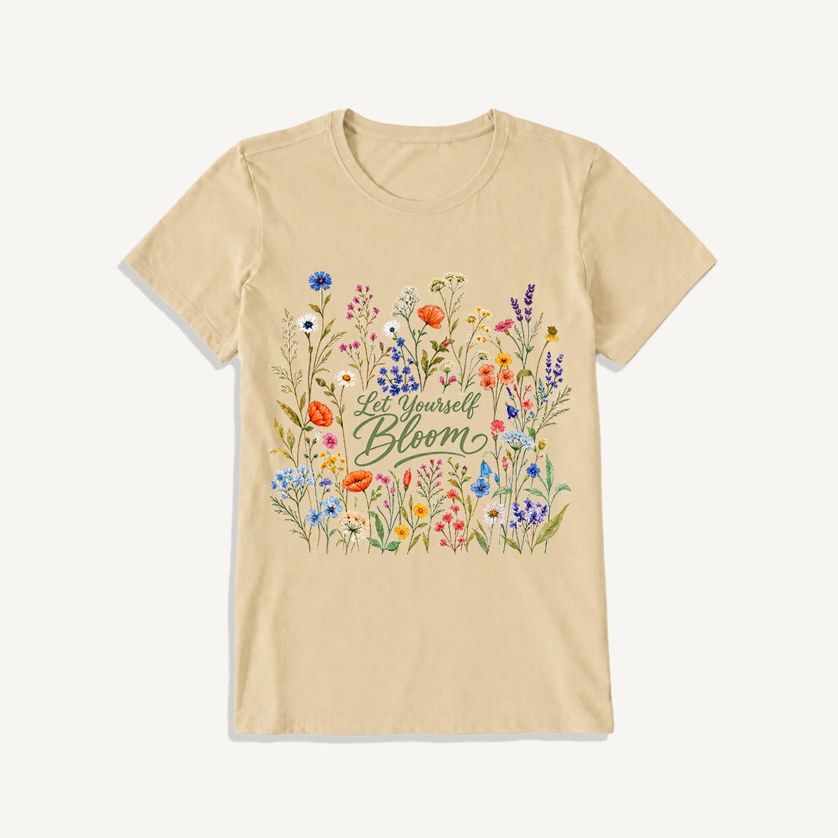 Wildflowers in the Breeze Print Crew Neck Cotton Tee