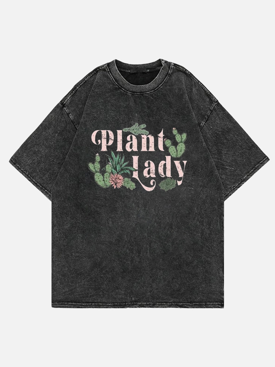 Plus Size Plant Lady Washed T-Shirt