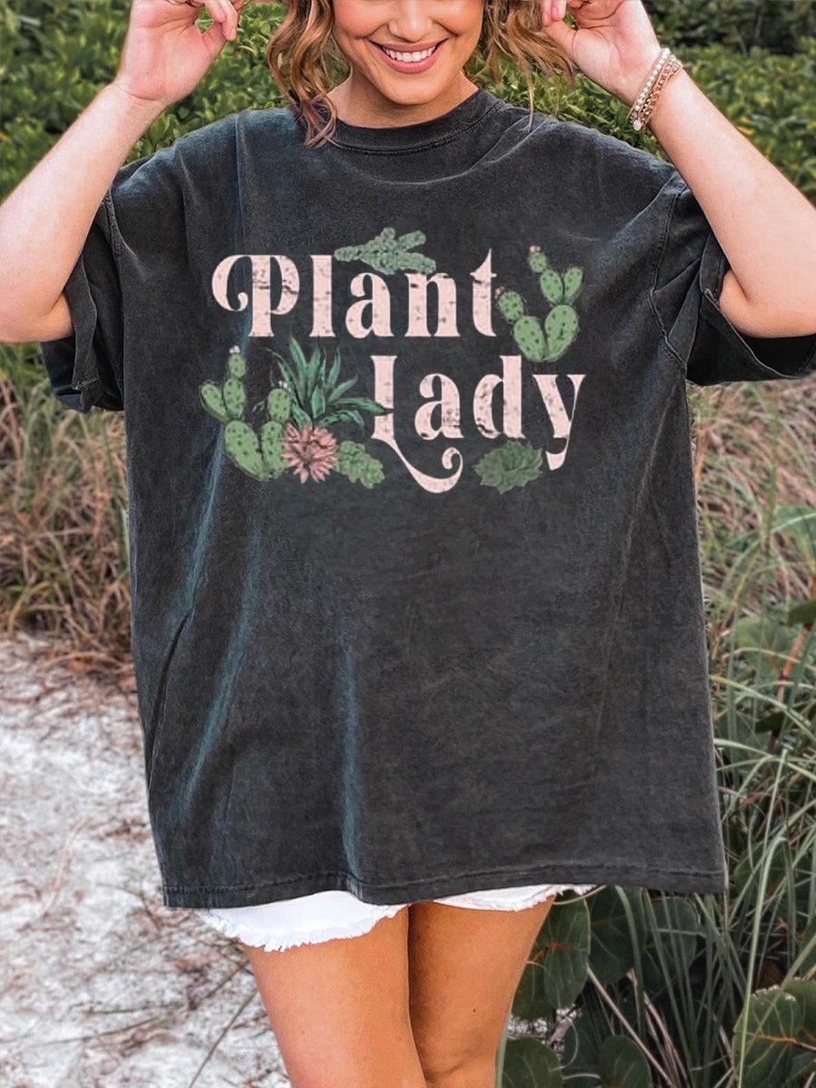 Plus Size Plant Lady Washed T-Shirt