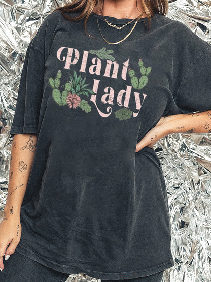 Plus Size Plant Lady Washed T-Shirt