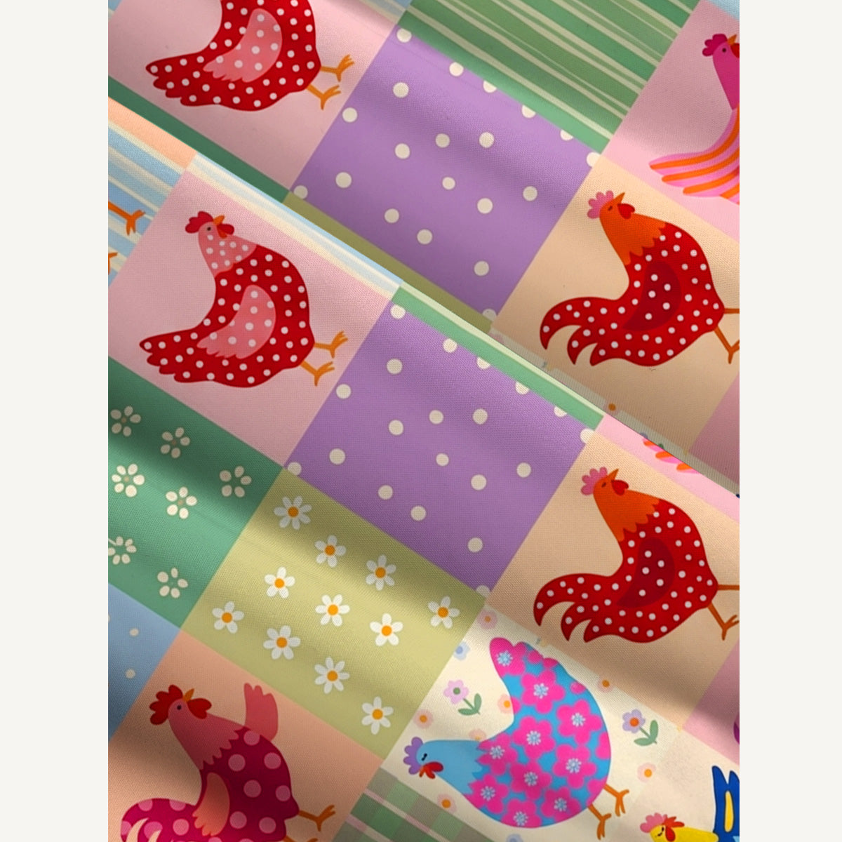 Country Patchwork Chicken Print Wide Straps Maxi Dress With Pockets