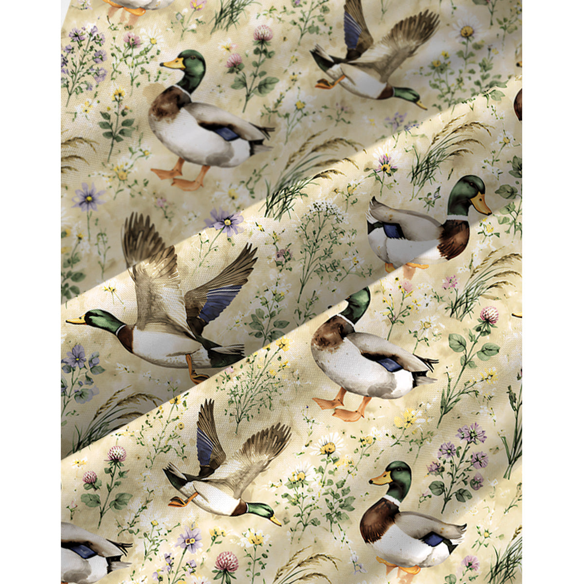 Watercolor Mallard Ducks Print Spaghetti Strap Mini Dress