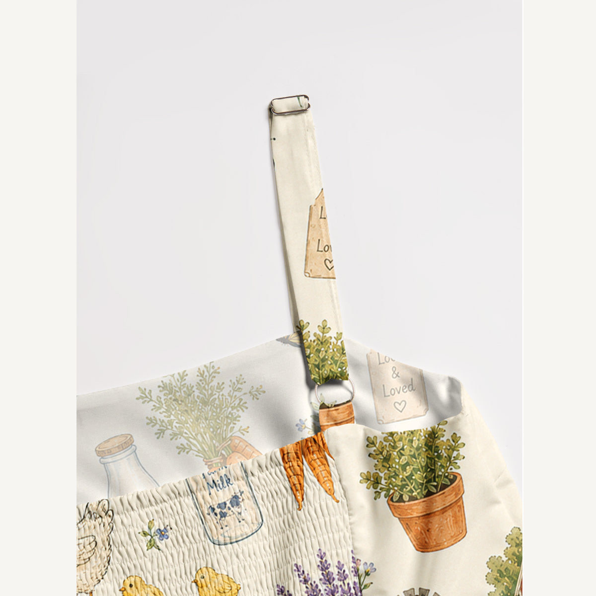 Farmhouse Harvest Market Print Wide Straps Maxi Dress With Pockets