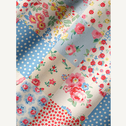 Pastel Patc Print Boho Tie‑Neck Smock Mini Dress