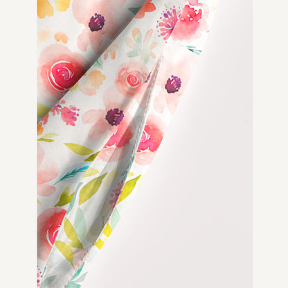 Pastel Watercolor Garden Floral Pattern Print Wide Straps Maxi Dress With Pockets