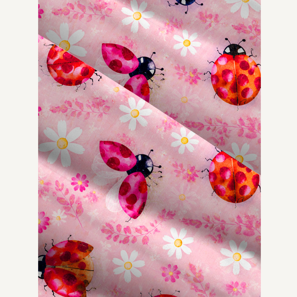Daisy Ladybug Dance Print Wide Straps Maxi Dress With Pockets