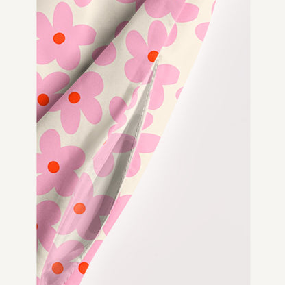 Pink Flower Print Wide Straps Maxi Dress With Pockets