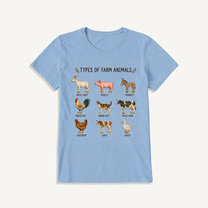 Farm Animal Guide Print Crew Neck Cotton Tee