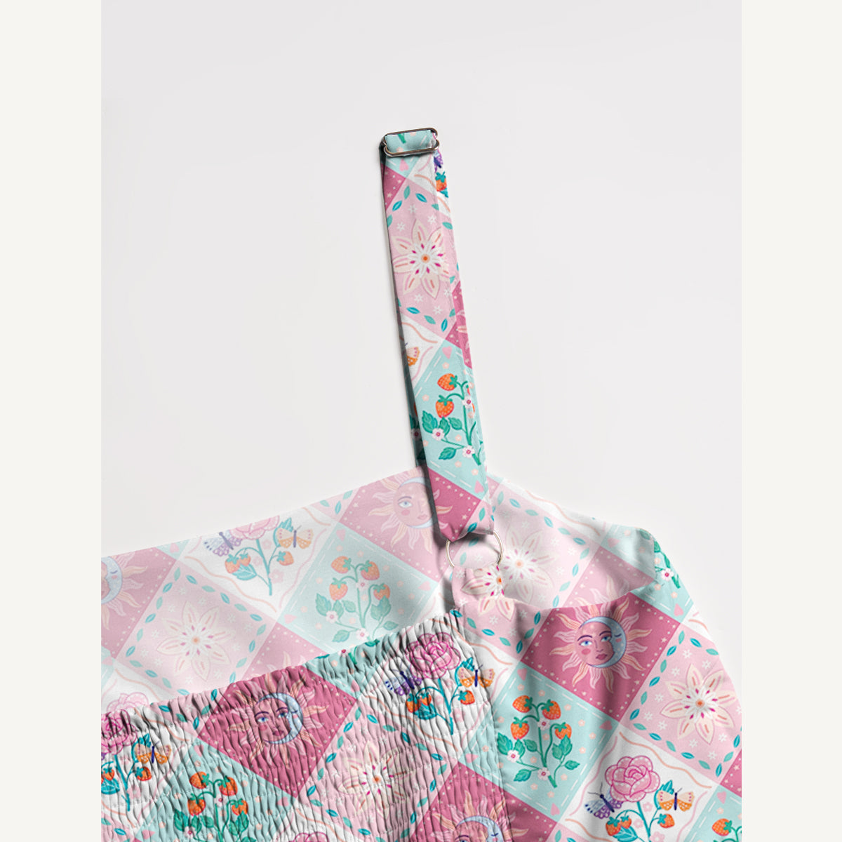 Vibrant Garden Patchwork Wide Straps Maxi Dress With Pockets