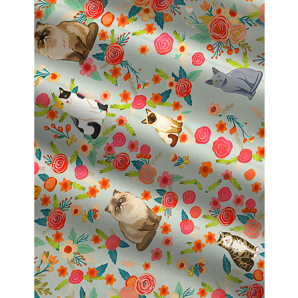 Flower Cat Print Boho Jumpsuit with Pockets for Women