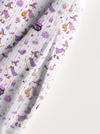 Halloween Witch Gooses Print Wide Straps Maxi Dress With Pockets