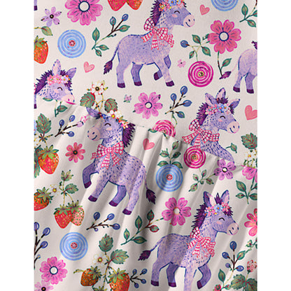 Strawberry Blossom Donkeys Print Spaghetti Strap Mini Dress