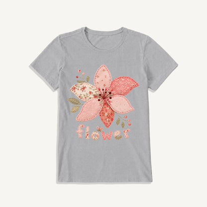 Blush Patchwork Flower Print Crew Neck Cotton Tee