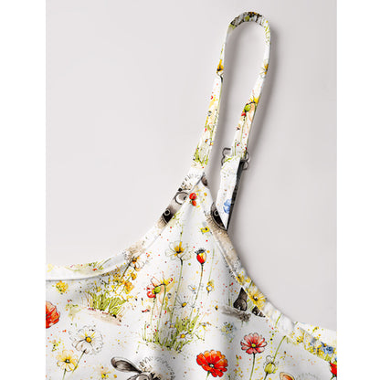 Whimsical Sheep Clipart Mini Dress Print Spaghetti Strap Mini Dress