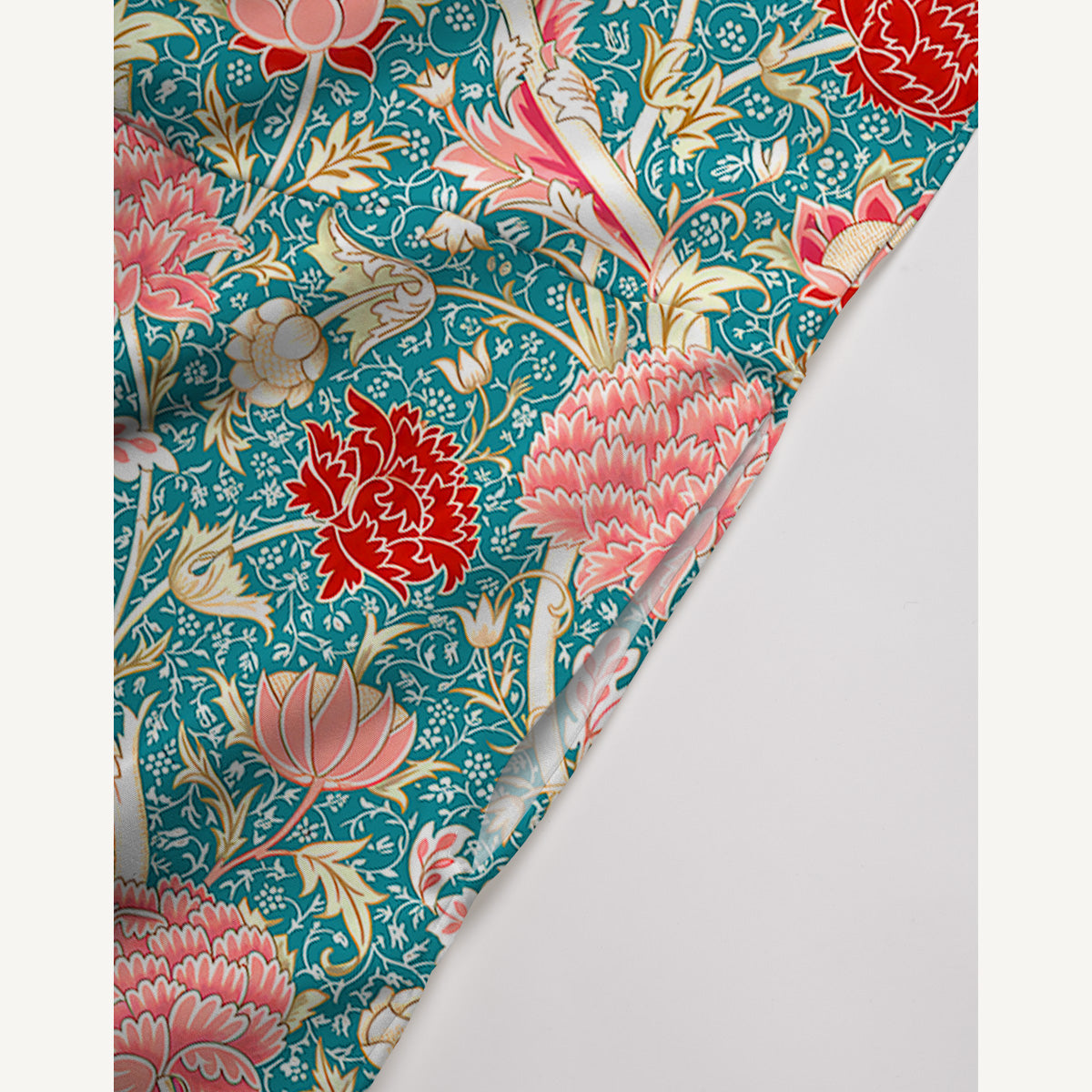 Vintage Peony Lotus Floral Print Boho Jumpsuit with Pockets for Women