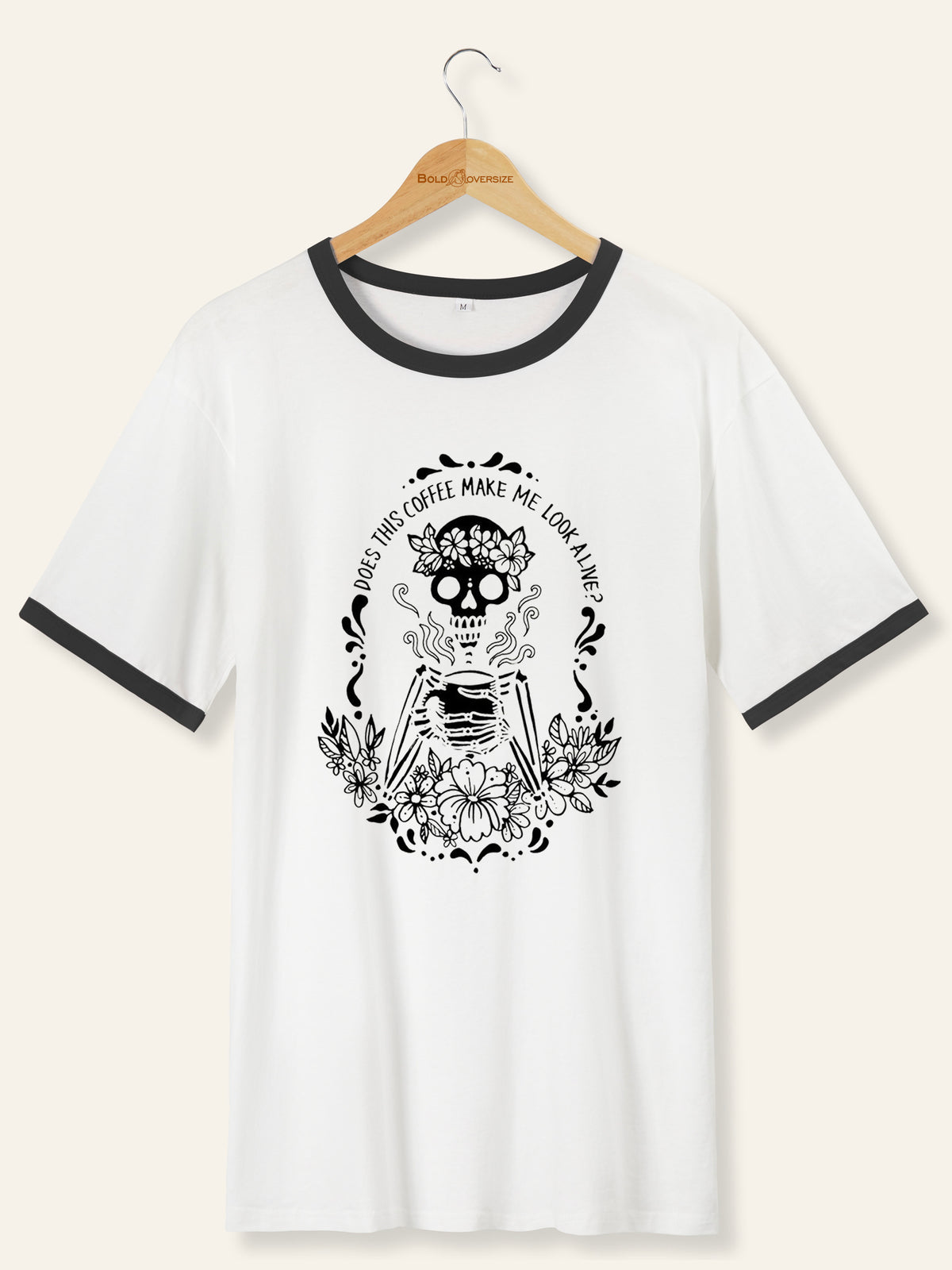 Coffee Skeleton Ringer Tee