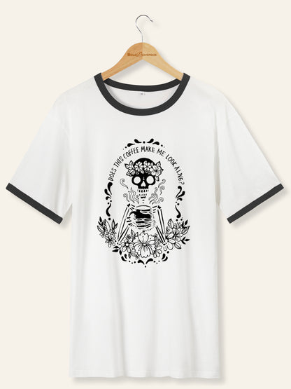 Coffee Skeleton Ringer Tee