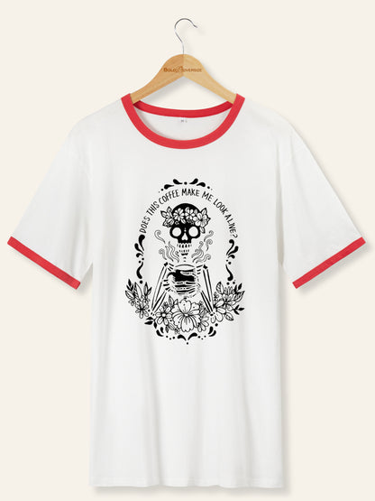 Coffee Skeleton Ringer Tee