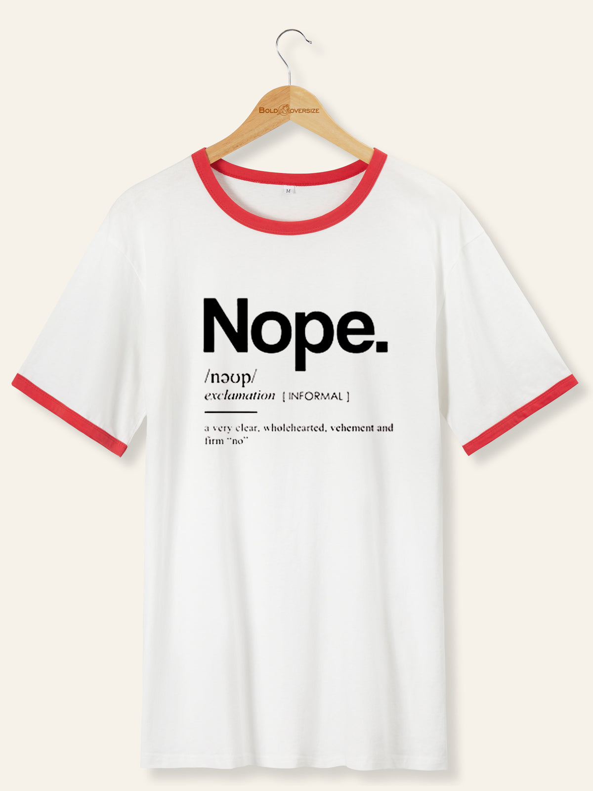 Vintage Funny Nope Graphic Ringer Tee