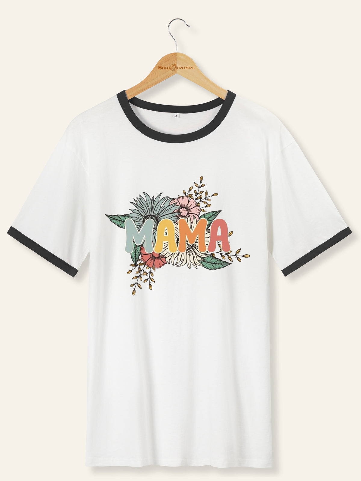 Vintage Mama Flowers Mom Ringer Tee