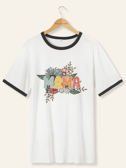 Vintage Mama Flowers Mom Ringer Tee