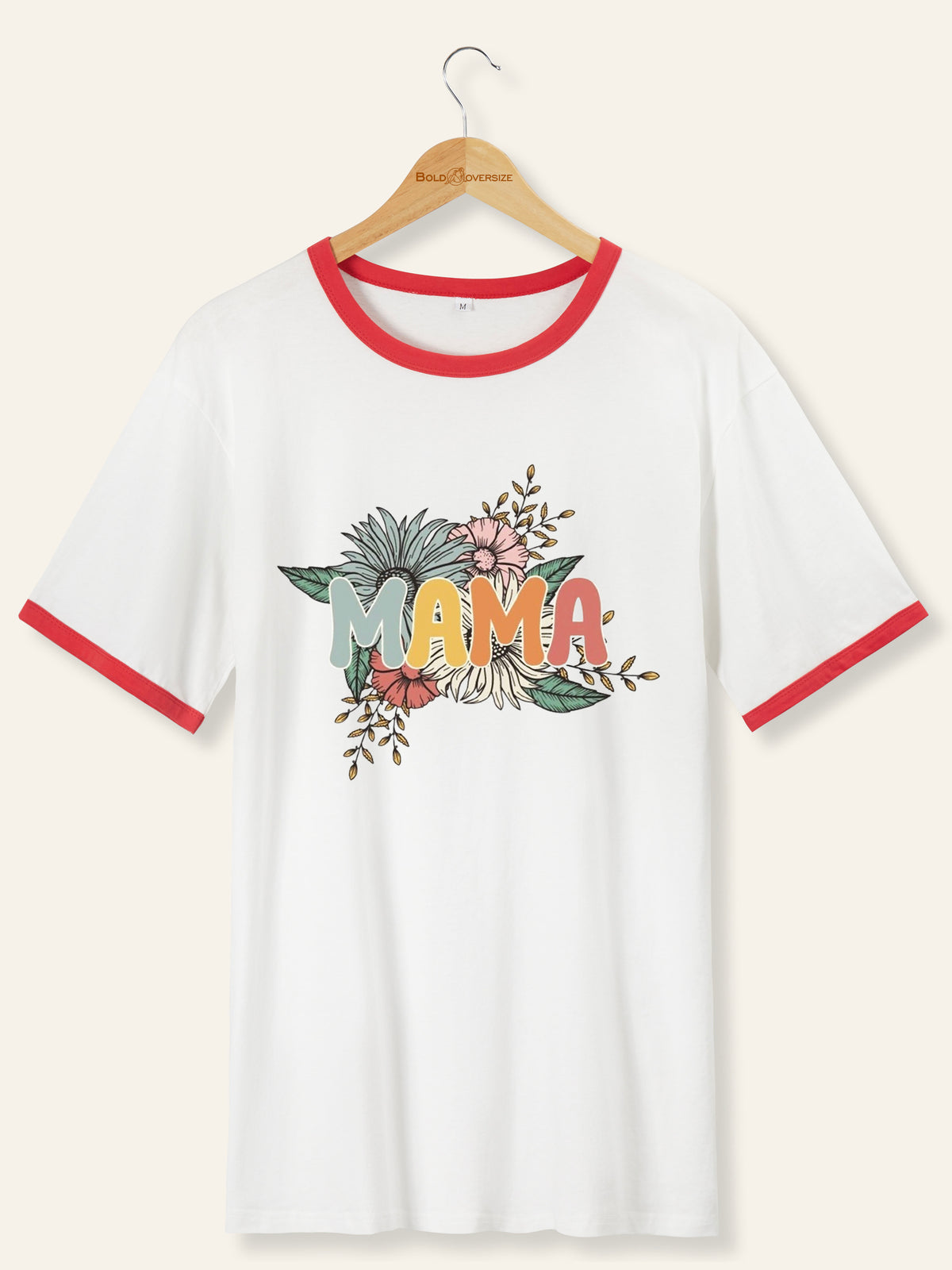 Vintage Mama Flowers Mom Ringer Tee