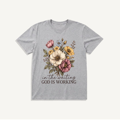 Vintage Wildflowers Bouquet Print Crew Neck Cotton Tee