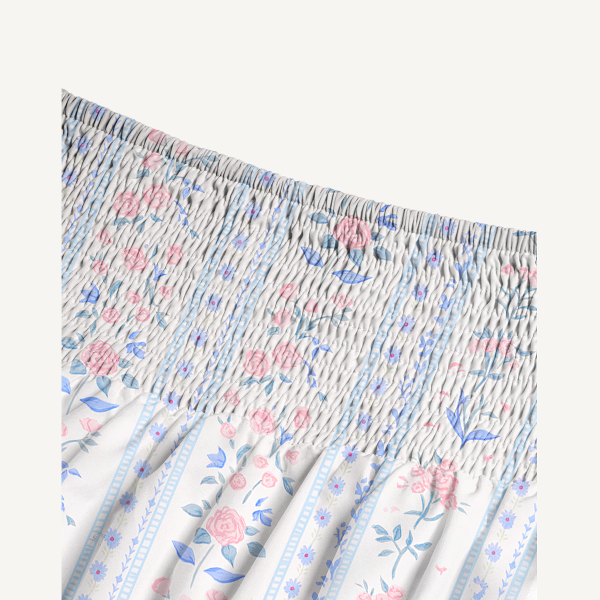 Blue Rose Print Convertible Maxi Skirt & Strapless Dress
