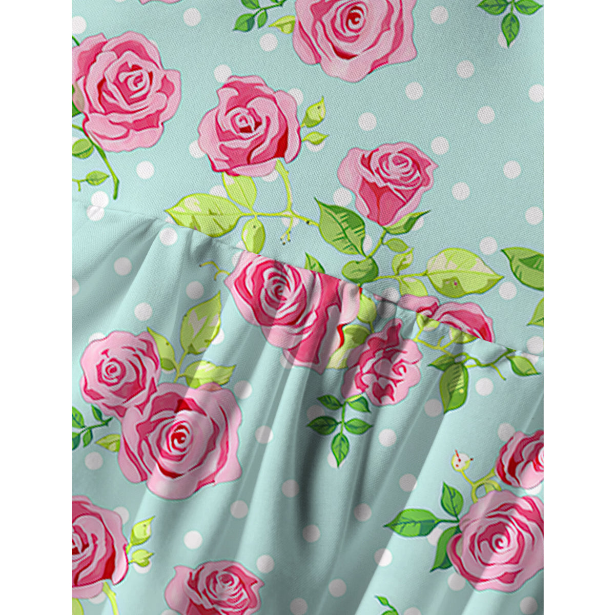 Rose Mint Polka Dot Print Spaghetti Strap Mini Dress