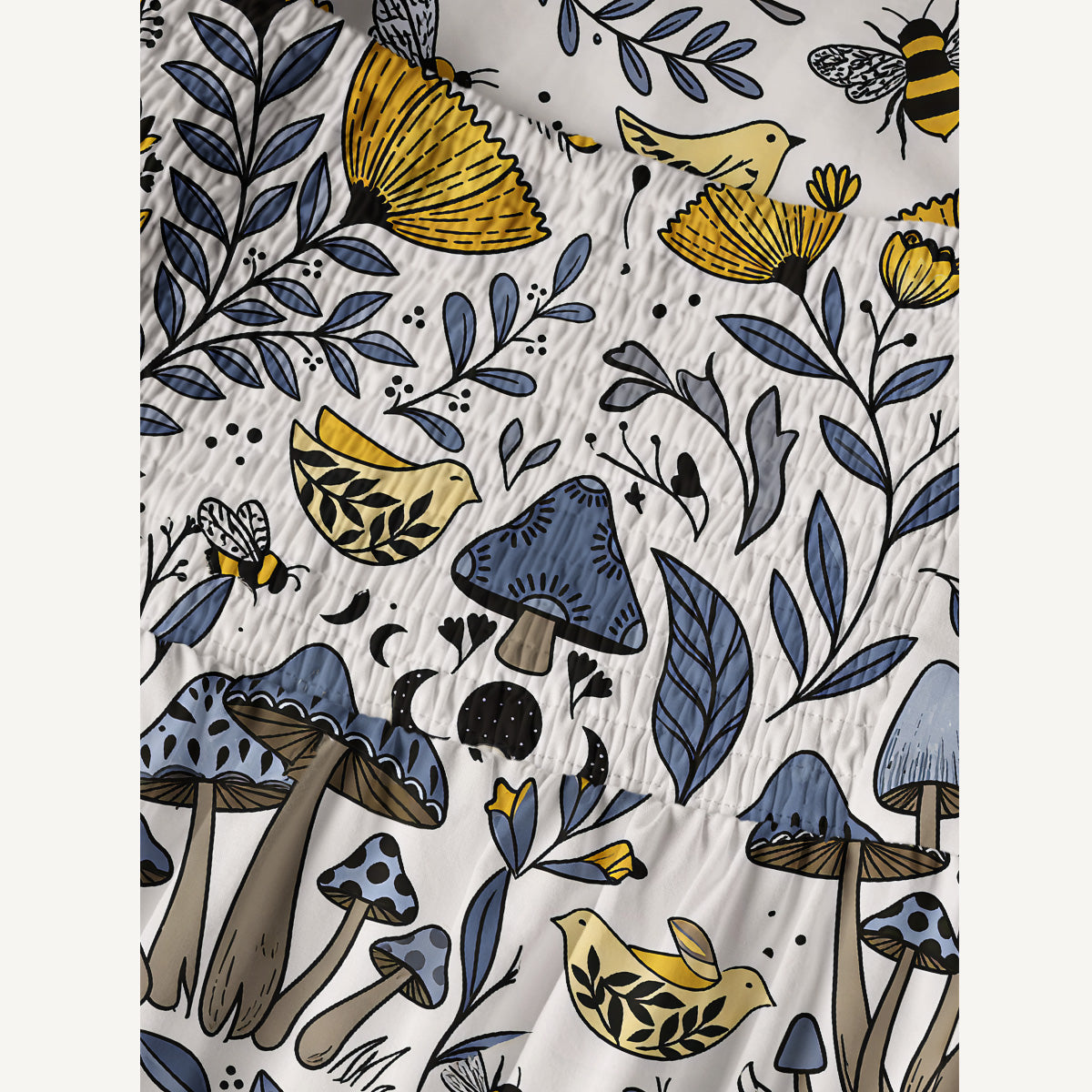 Bee Whisper Forest Print Cotton Wide Straps Maxi Dress With Pockets