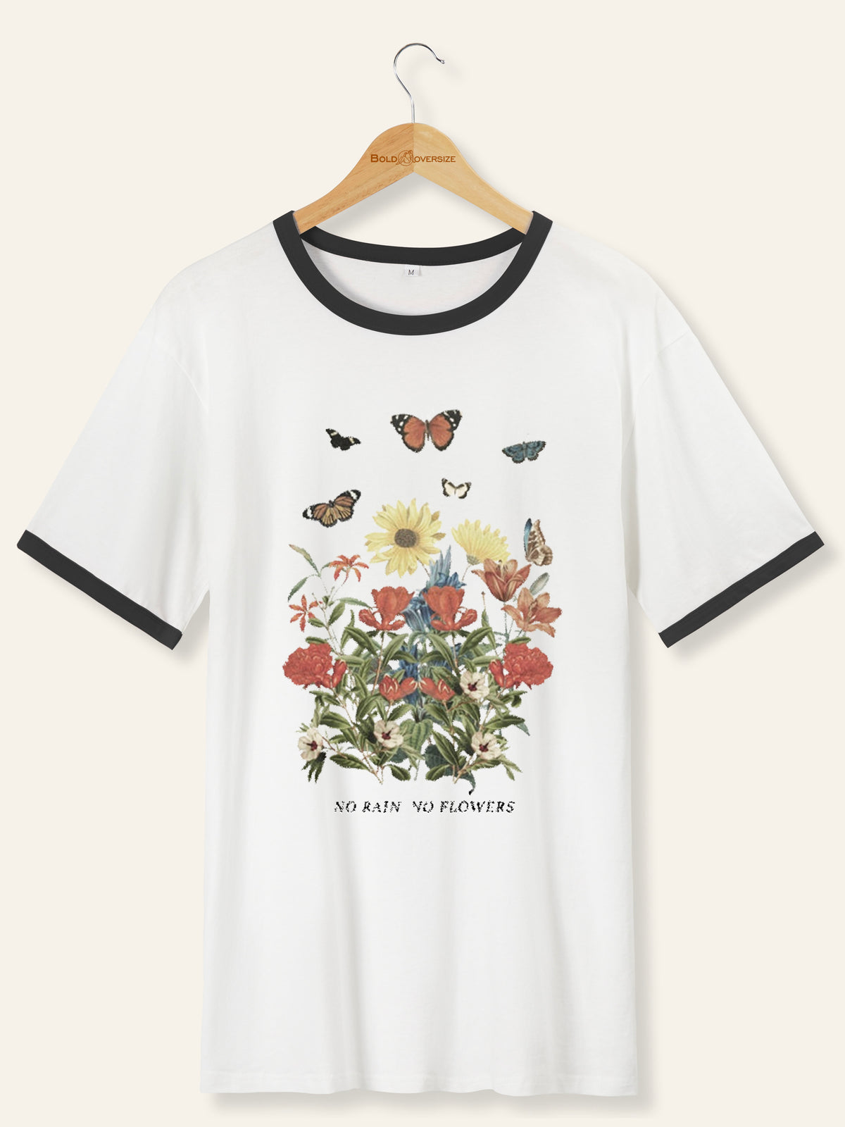 Vintage No Rain, No Flowers Ringer Tee