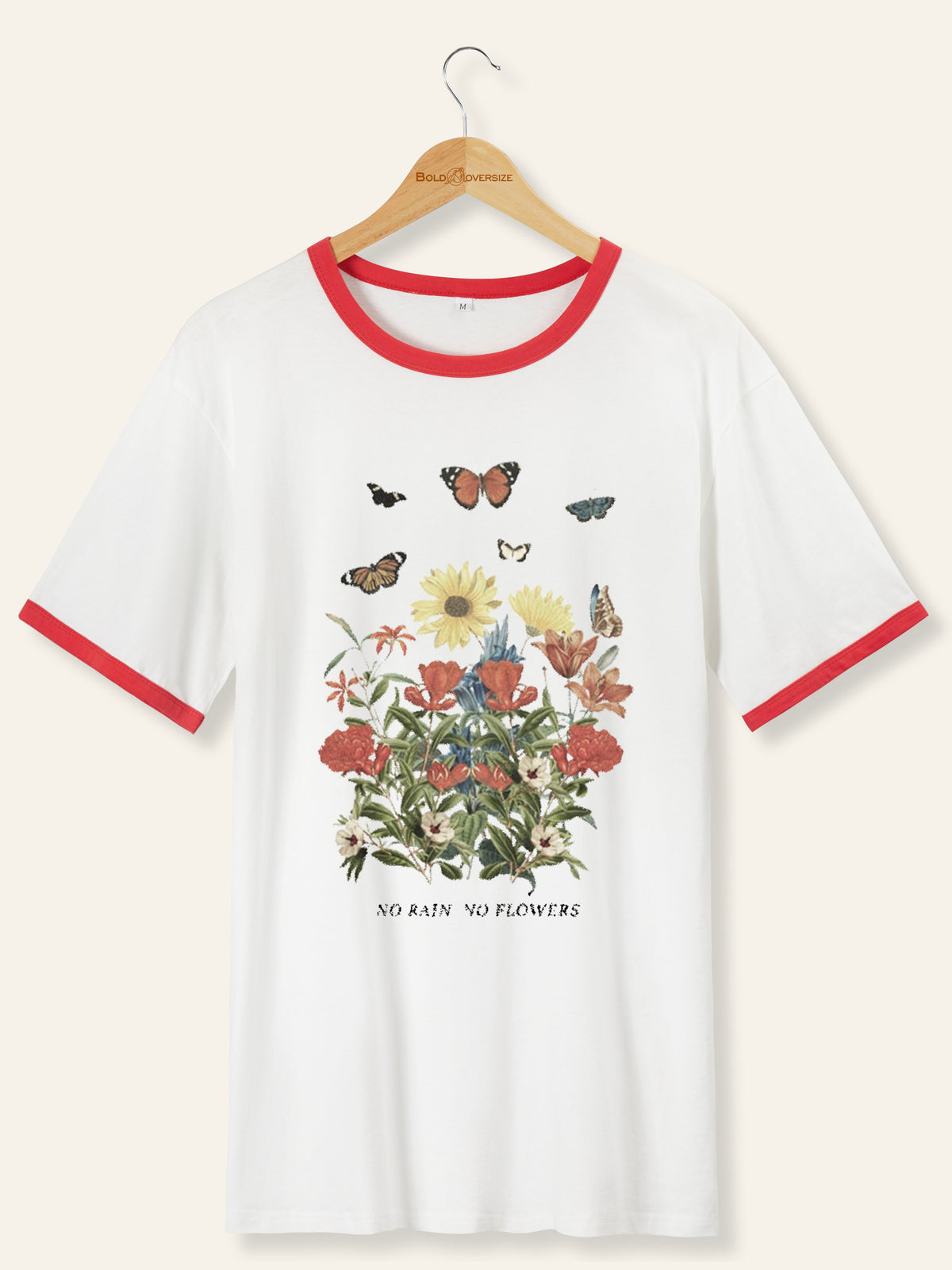 Vintage No Rain, No Flowers Ringer Tee