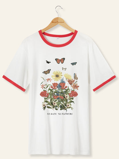 Vintage No Rain, No Flowers Ringer Tee