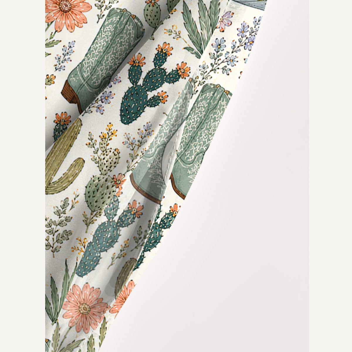 Western Desert Cactus Cowboy Boots Print Wide Straps Maxi Dress With Pockets