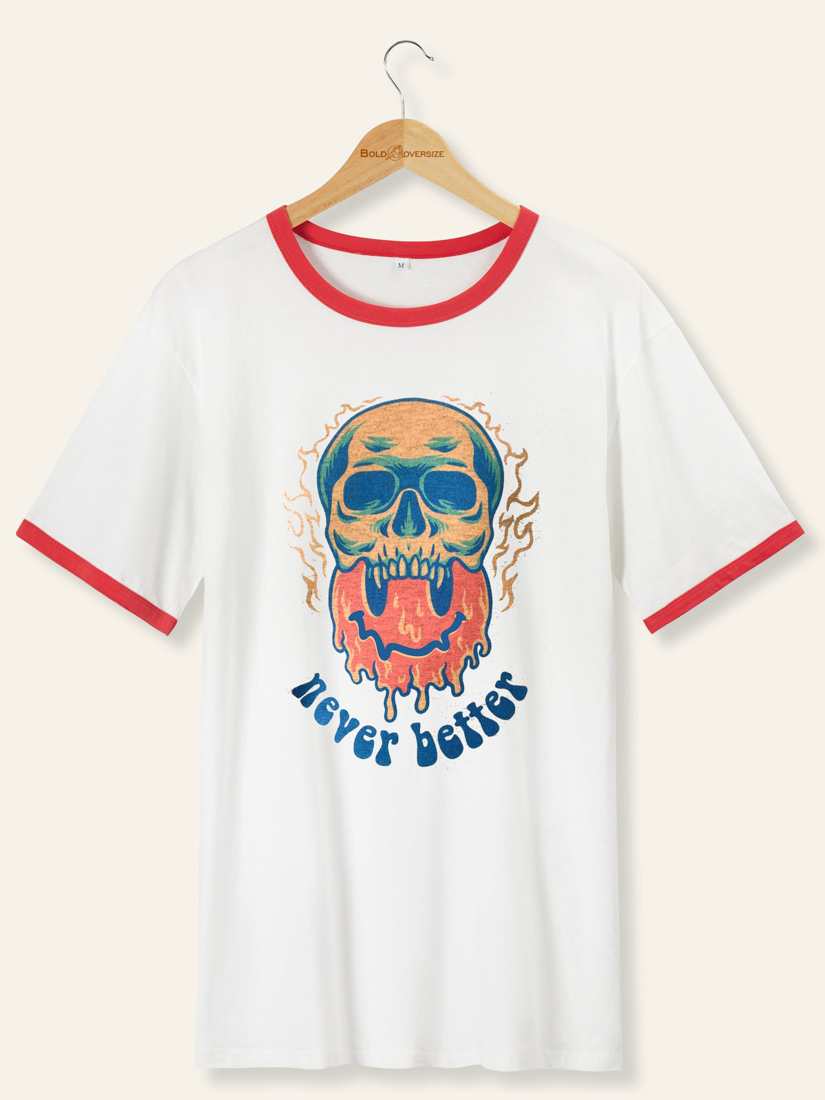 Vintage Never Better Smile Melt Graphic Ringer Tee