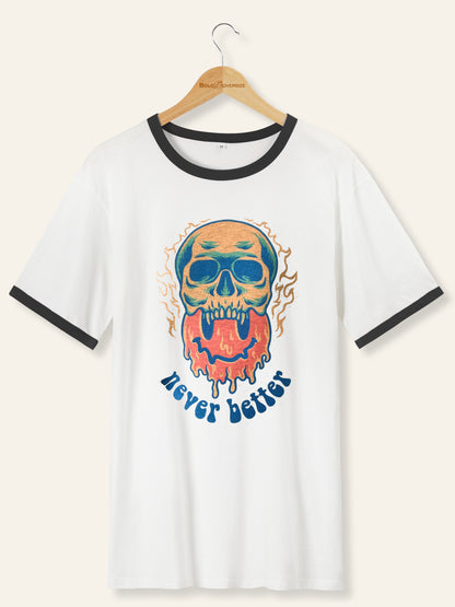 Vintage Never Better Smile Melt Graphic Ringer Tee