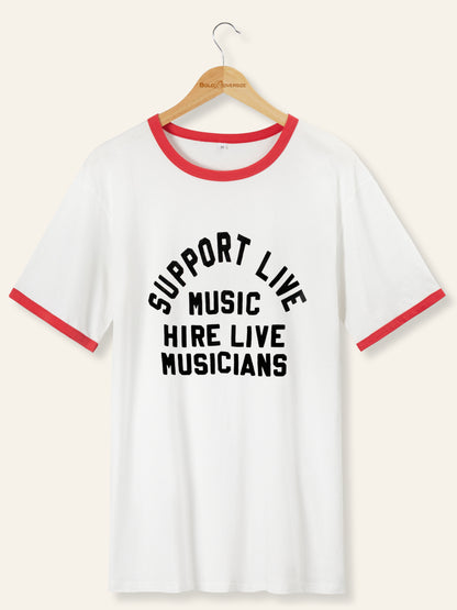 The Support Live Music  In Vintag Ringer Tee