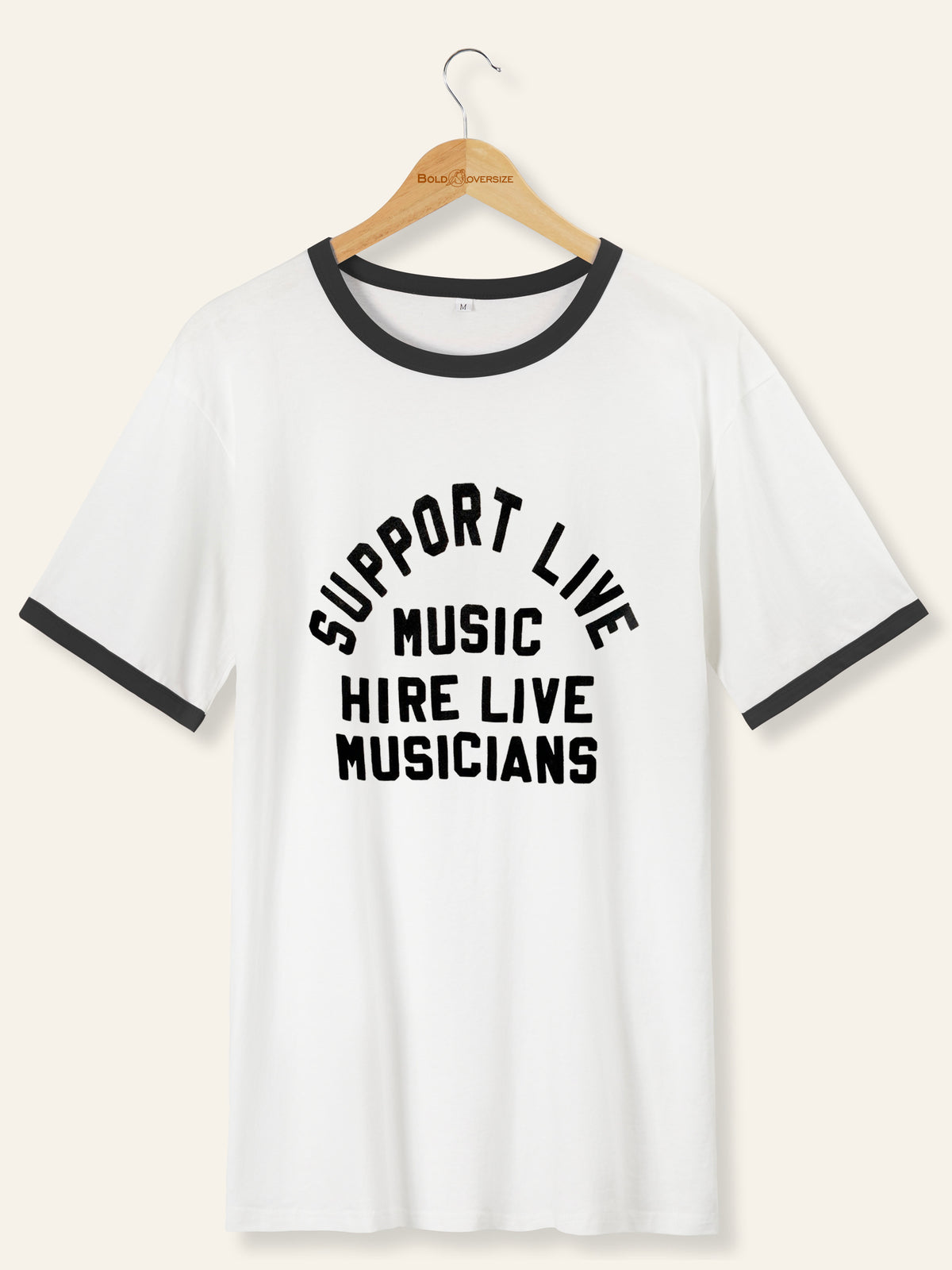 The Support Live Music  In Vintag Ringer Tee