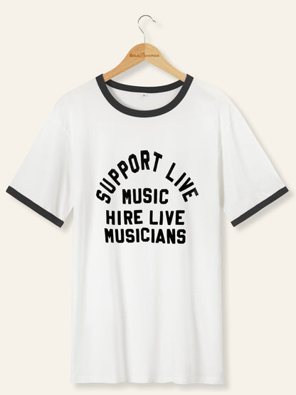 The Support Live Music  In Vintag Ringer Tee