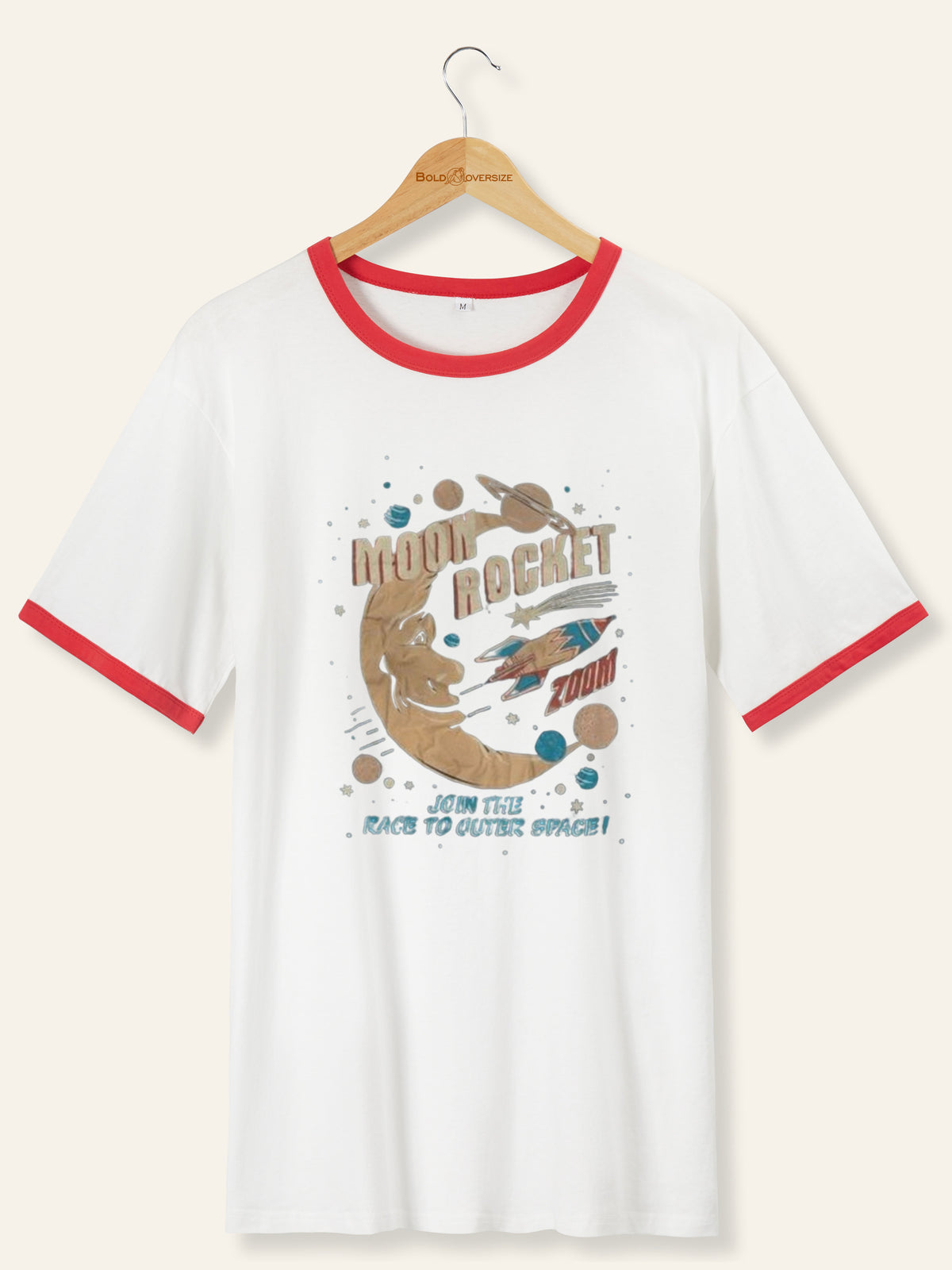Vintage Moon Rocket Ringer Tee