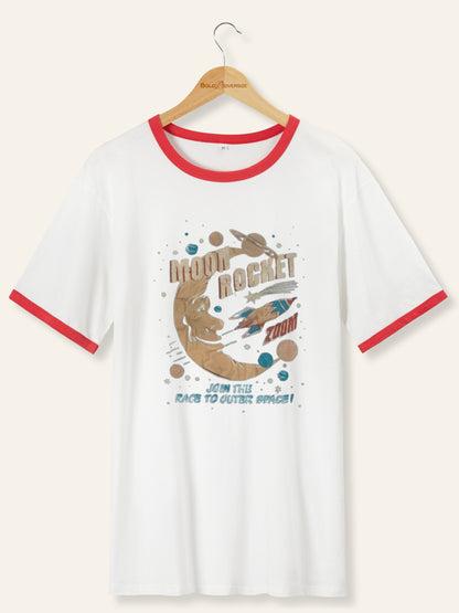 Vintage Moon Rocket Ringer Tee