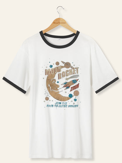 Vintage Moon Rocket Ringer Tee