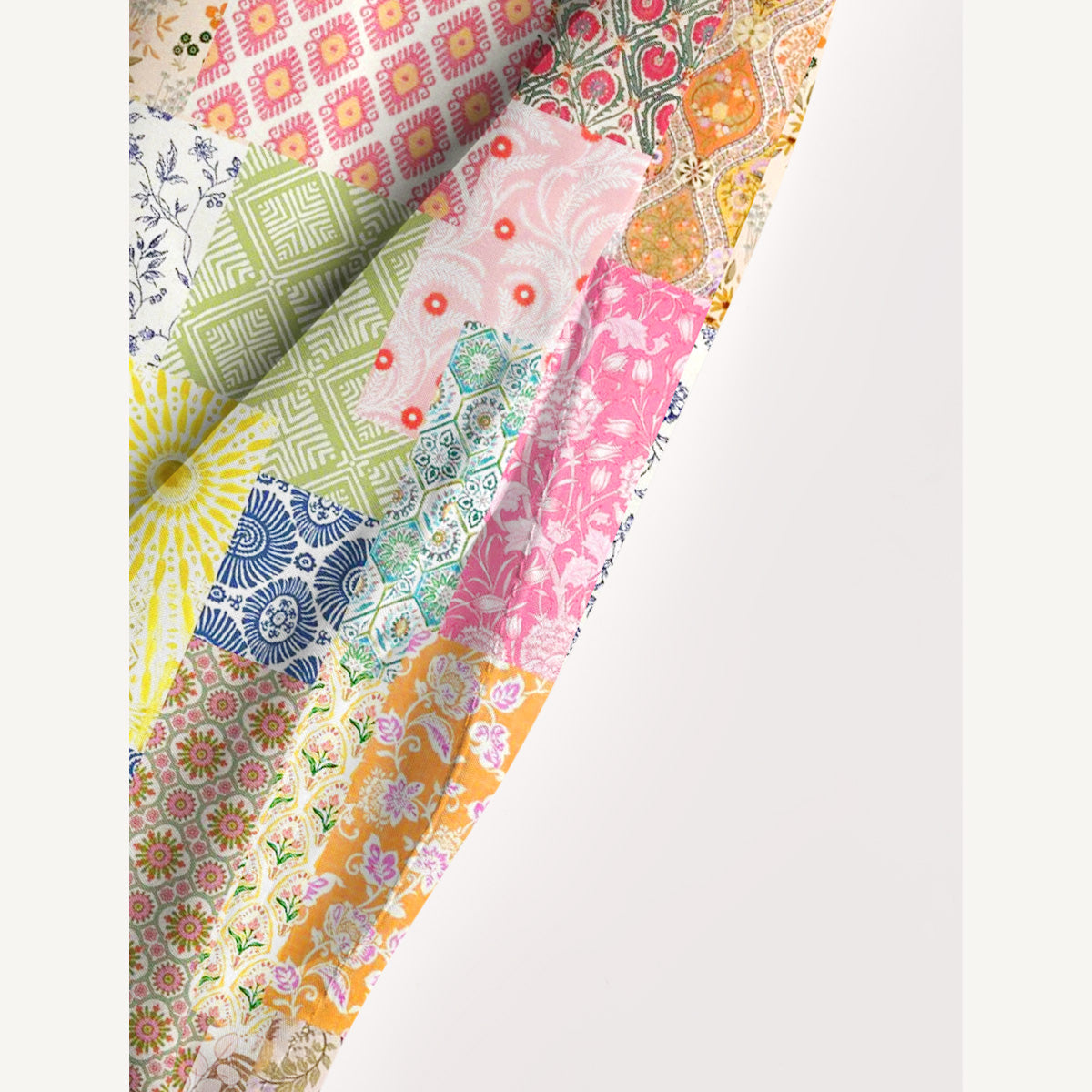 Colorful Bohemian Patchwork Print Wide Straps Maxi Dress With Pockets