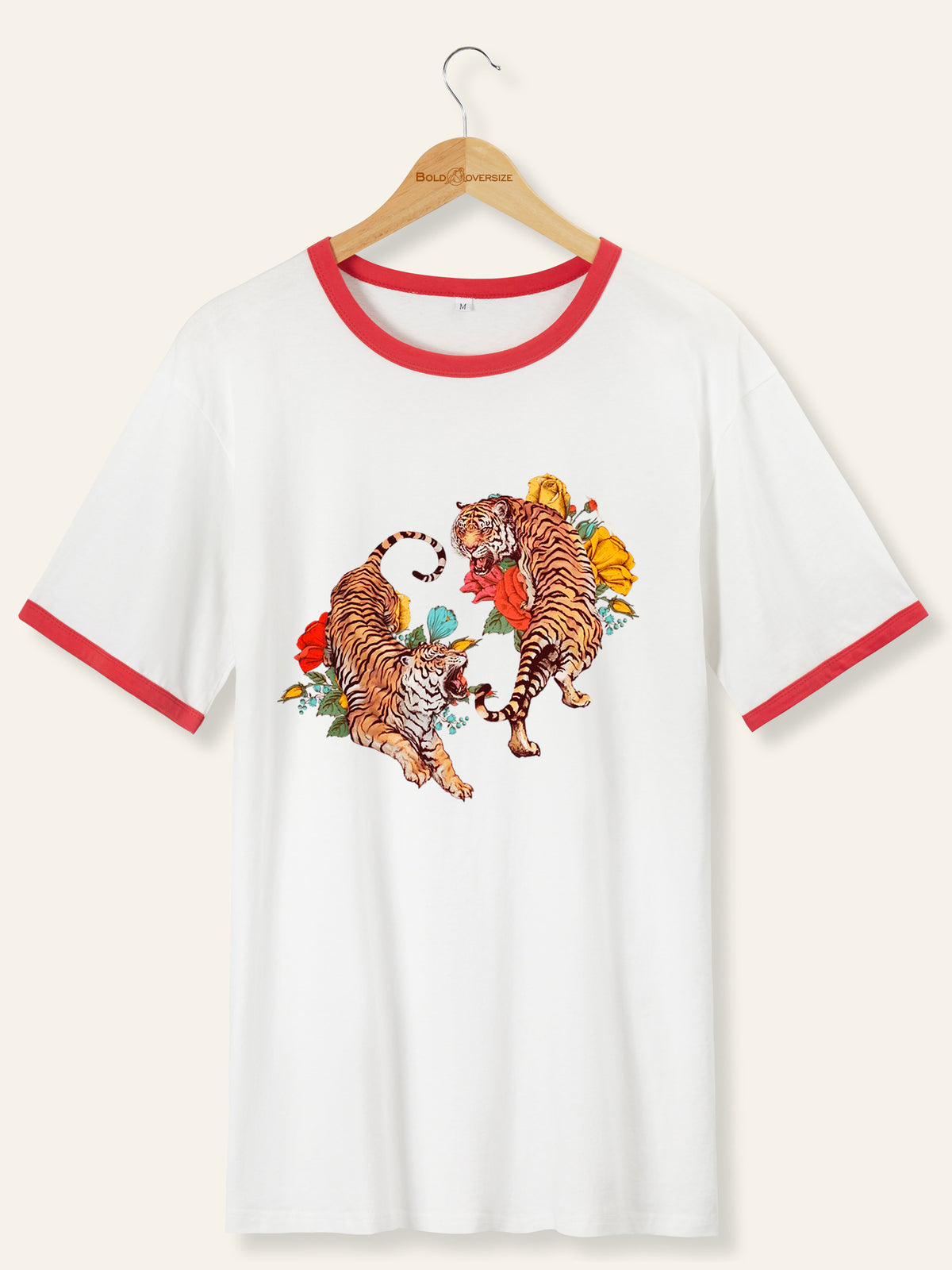 Vintage Floral Tiger Ringer Tee