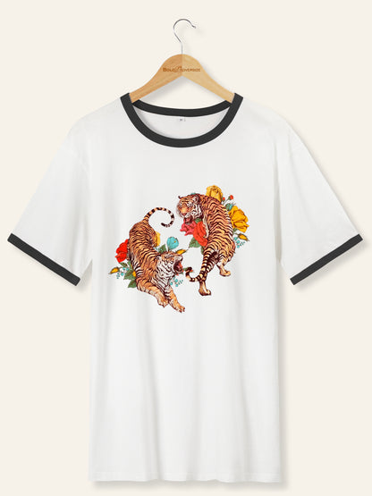 Vintage Floral Tiger Ringer Tee