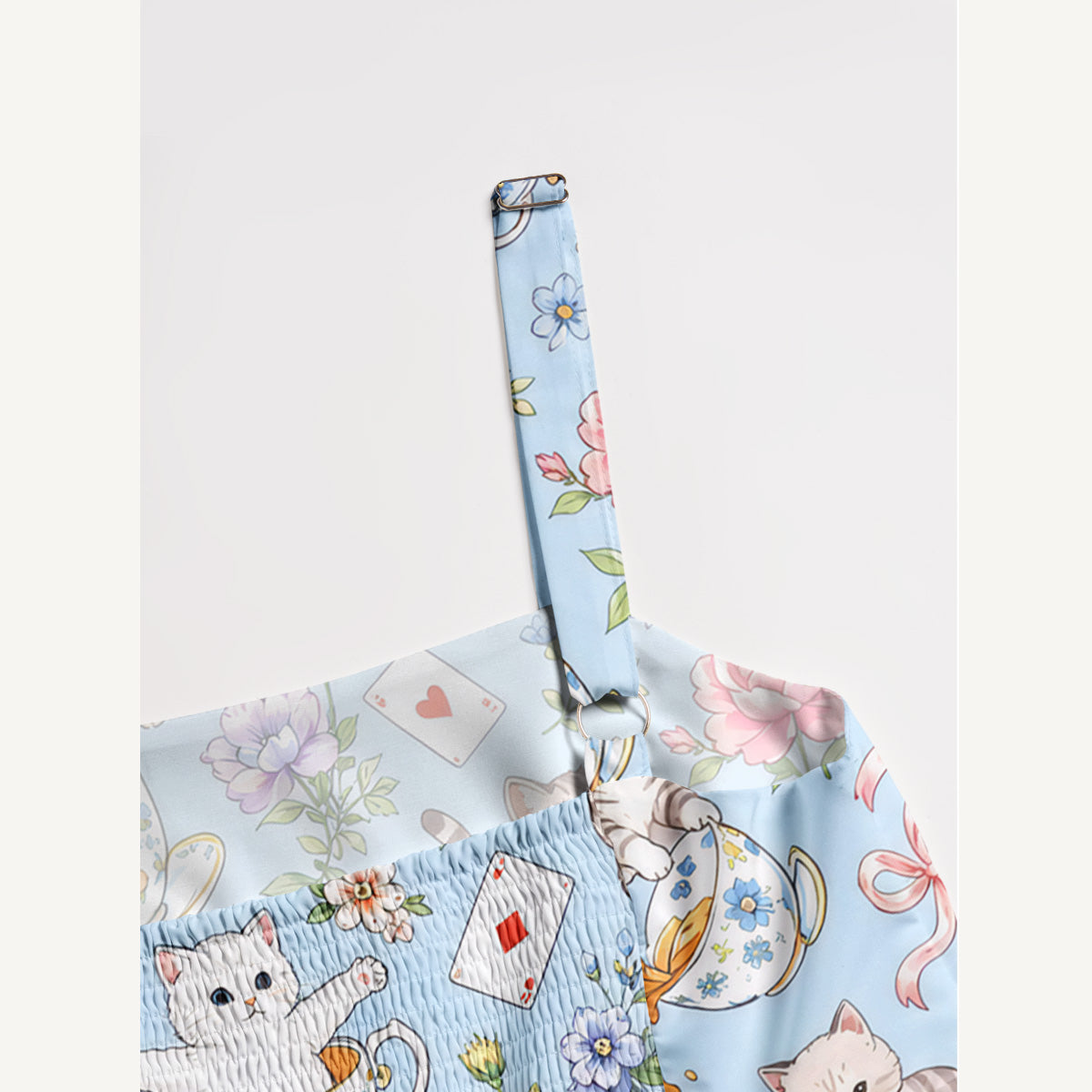 Alice Teacup Kitty Garden Print Wide Straps Maxi Dress With Pockets