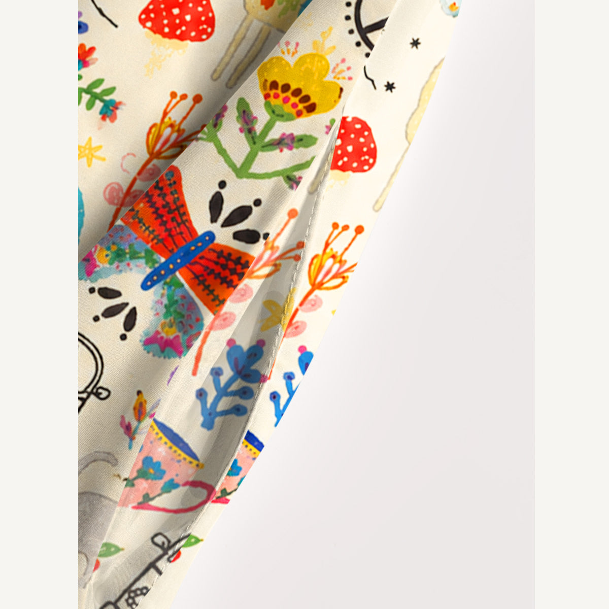 Boho Rainbow Folk Art Print Wide Straps Maxi Dress With Pockets