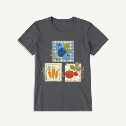 Cottage Garden Harvest Print Crew Neck Cotton Tee